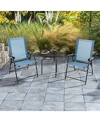 Sugift Patio Dining Chair Set of 2 with Armrests and Metal Frame
