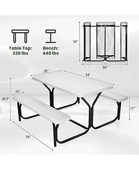 Sugift Hdpe Outdoor Picnic Table Bench Set with Metal Base