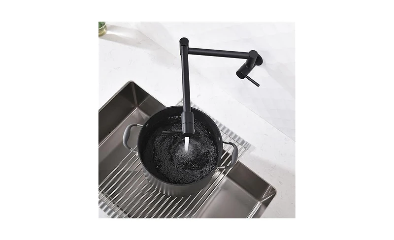 Slickblue Brass Folding Faucet 1/2” Npt Wall Mount Kitchen with Dual Handles for Cold Water