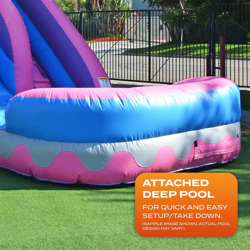 JumpOrange Commercial Grade Inflatable Princess Tiara Xtreme Party Water Slide with Air Blower ,Pvc Vinyl , Outdoor Play, Kids Party
