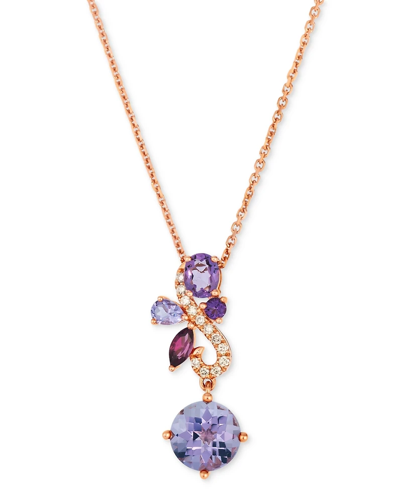 Le Vian Multi-Gemstone (2-1/3 ct. t.w.) & Nude Diamond (1/10 ct. t.w.) Swirl Pendant Necklace in 14k Rose Gold, 17" + 2" extender