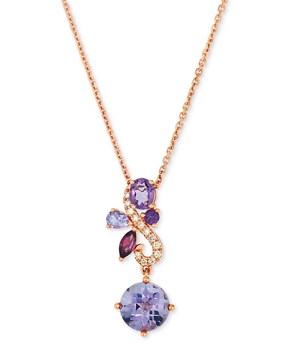 Le Vian Multi-Gemstone (2-1/3 ct. t.w.) & Nude Diamond (1/10 ct. t.w.) Swirl Pendant Necklace in 14k Rose Gold, 17" + 2" extender