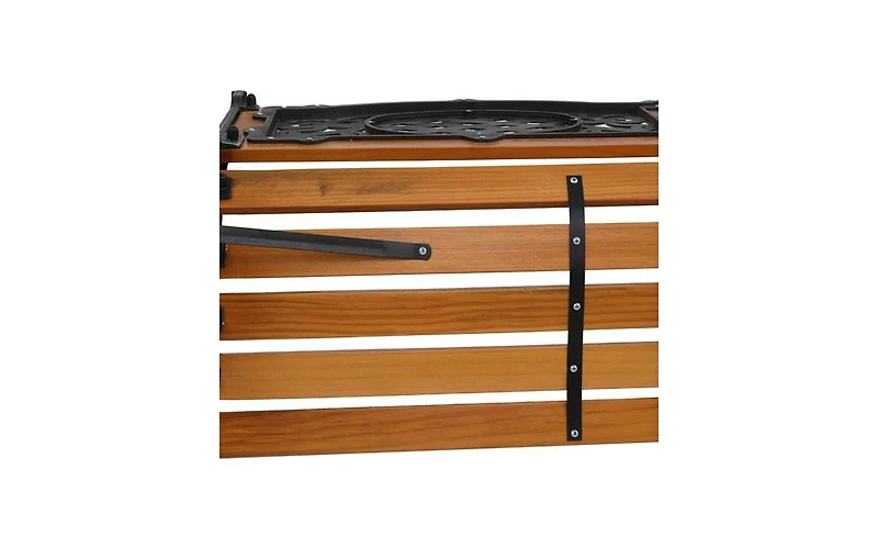 Slickblue 49" Garden Bench with Hardwood Slats and Cast Iron Frame – Elegant Outdoor Patio Furniture