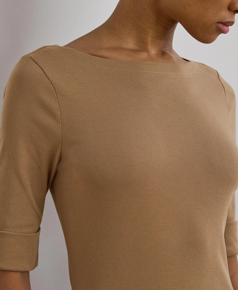 Lauren Ralph Stretch Cotton Boatneck T-Shirt