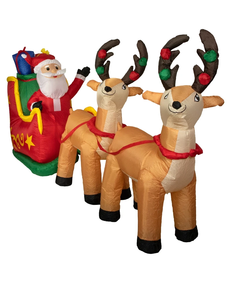 Northlight 8' Inflatable Santa's Sleigh and Reindeer Outdoor Christmas Decoration