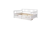 Slickblue Full Size Wood Daybed with Two Drawers, Space-Saving Storage Bed for Bedroom & Guest Room