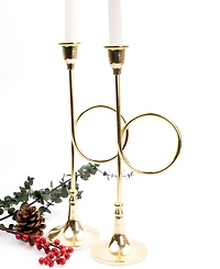 8 Oak Lane Large French Horn Candlesticks, Set of 2