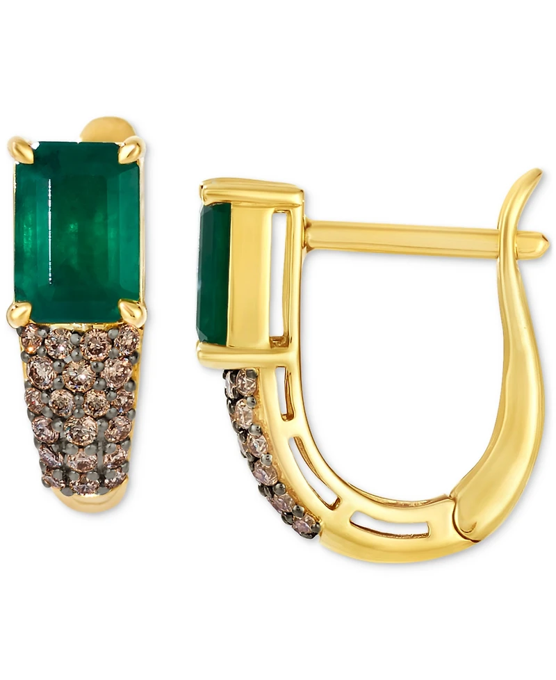 Le Vian New Emerald (1-2/5 ct. t.w.) & Chocolate Diamond (1/4 ct. t.w.) Leverback Earrings in 14k Gold