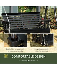 Slickblue 2-Seater Outdoor Patio Swing Chair with Cup Holders