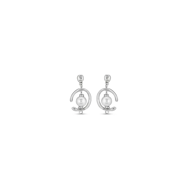UNOde50 Sterling Silver Metal Clad and Cultivated Pearl Earring