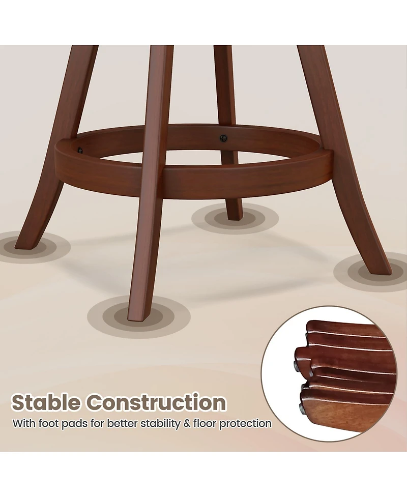 Sugift Set of 2 24 Inch Swivel Bar Stools with Footrest