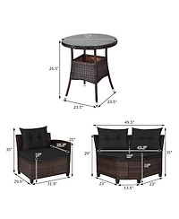 4 Pieces Outdoor Cushioned Rattan Furniture Set