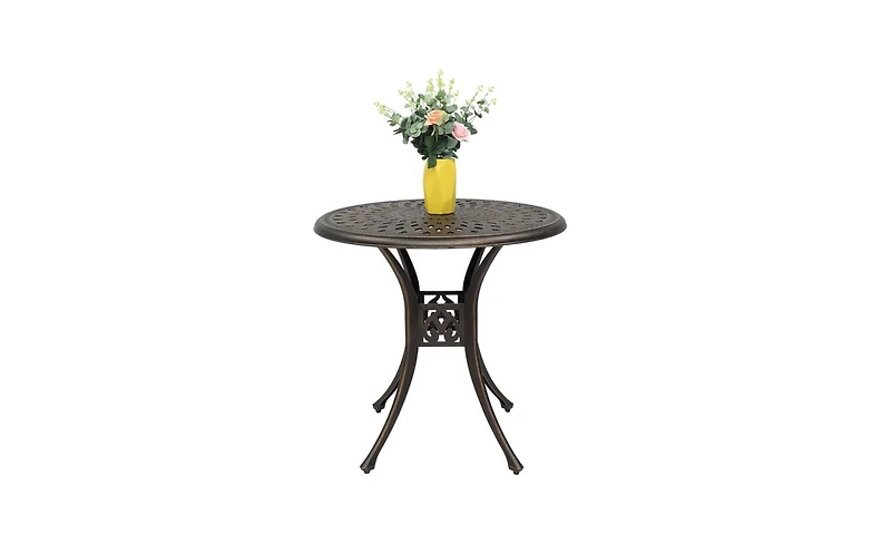 Slickblue Circular Diamond Top Courtyard Cast Aluminum Table – Bronze Finish