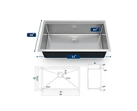 gaomon Kitchen Sink, 33 Inch Brushed Nickel Undermount Kitchen Bar Sink with Single-tier Track, Stainless Steel 16 Guage Single Bowl Kitchen Sinks, Fa