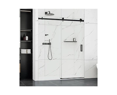 gaomon Shower Door, 56-60" W × 76" H Frameless Sliding Shower Door,Waterproof Glass Shower Door with Stainless Steel Handle and Seal Strip