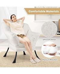 Large Lazy Chair with Cozy Head Pillow Stylish Tufted Back & Seat Armrests