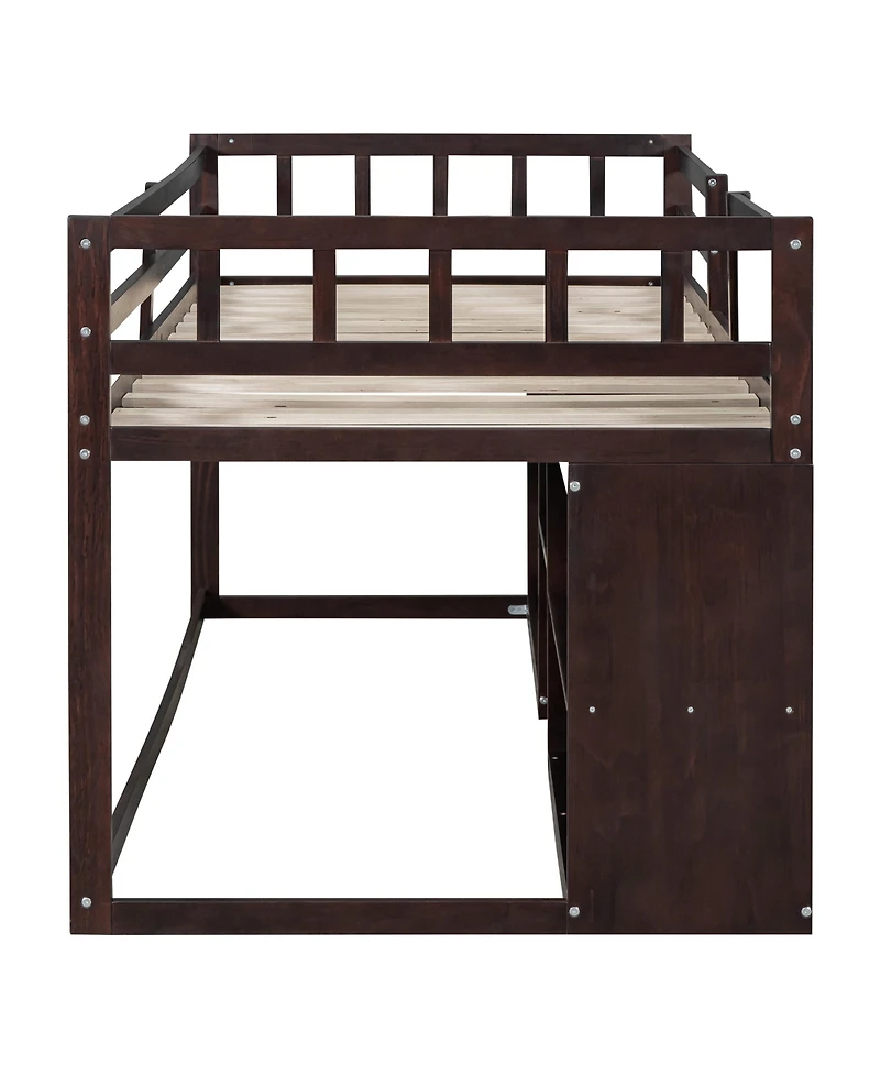 Streamdale Twin Low Loft Bed With Rolling Desk, Shelf And Drawers
