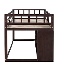 Streamdale Twin Low Loft Bed With Rolling Desk, Shelf And Drawers