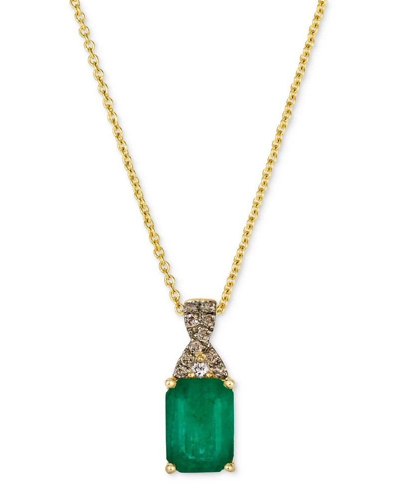 Le Vian Emerald (1 ct. t.w.), Nude Diamond & Chocolate Diamond Accent 20" Pendant Necklace in 14k Honey Gold