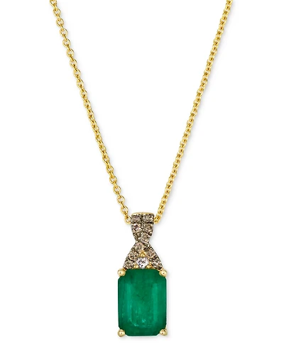 Le Vian Emerald (1 ct. t.w.), Nude Diamond & Chocolate Diamond Accent 20" Pendant Necklace in 14k Honey Gold