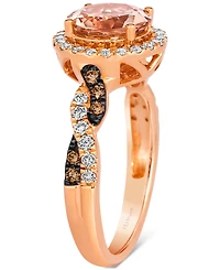 Le Vian Morganite (1-3/8 ct. t.w.) & Diamond (3/8 ct. t.w.) Halo Ring in 14k Rose Gold