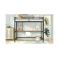 Streamdale Full Metal Loft Bed With Desk And Shelves