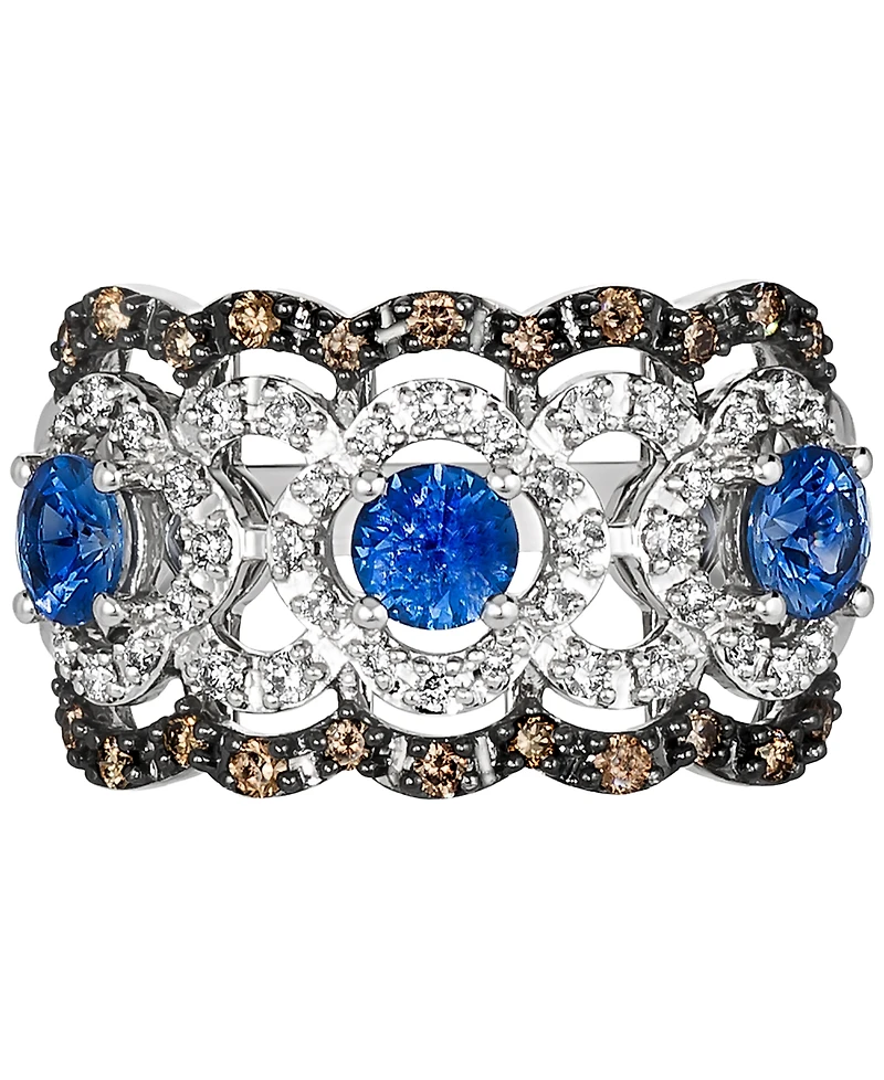 Le Vian Sapphire (1-1/20 ct. t.w.) & Diamond (1/2 ct. t.w.) Openwork Statement Ring in 14k White Gold