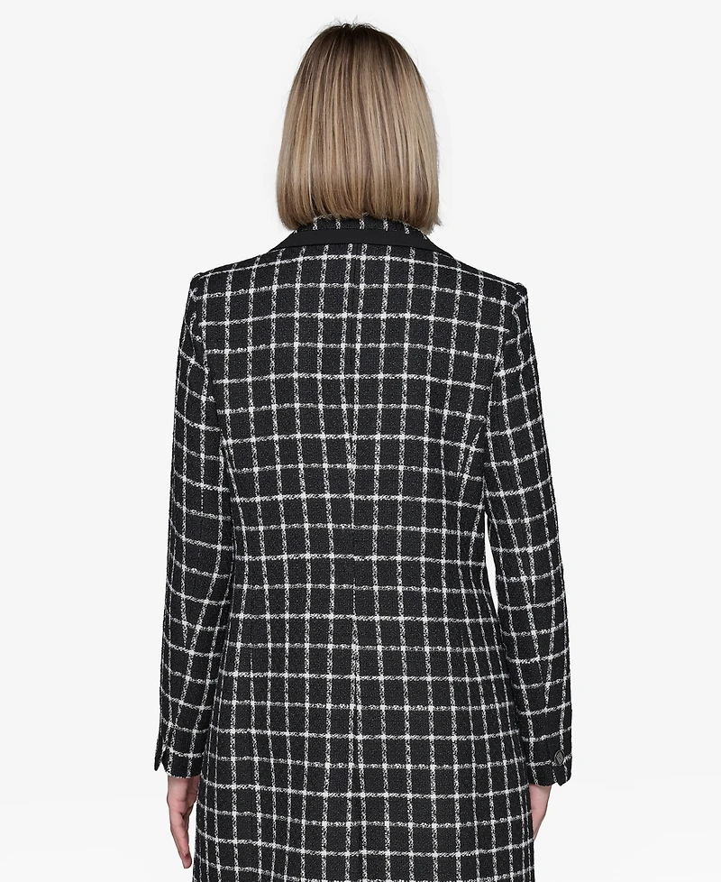 Karl Lagerfeld Paris Women's Windowpane Topper Jacket