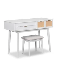 Streamdale 43" Wood Makeup Vanity Set with Mirror, Stool & Storage