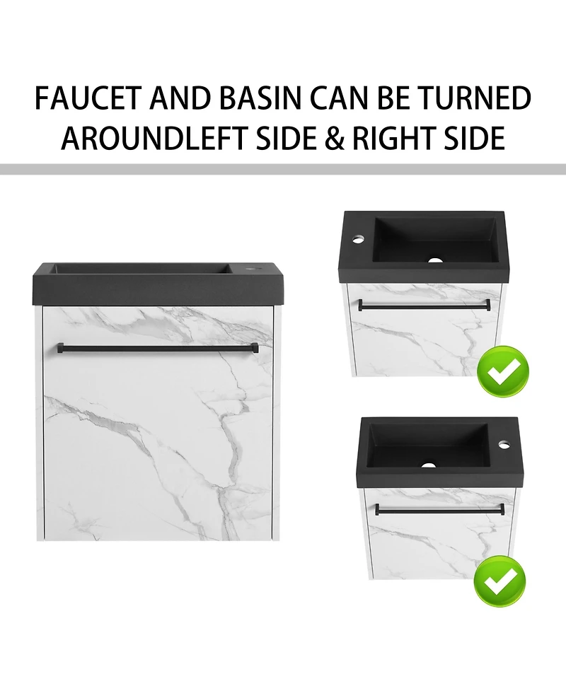 Streamdale Furniture Wall-Mounted Vanity with Soft-Close Doors and Scratch-Proof Surface