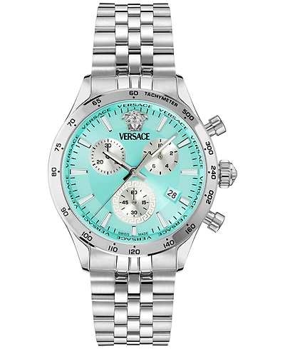 Versace Unisex Swiss Chronograph Hellenyium Stainless Steel Bracelet Watch 40mm