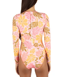 Hurley Juniors' Isola Printed Cut-Out Back Zip Surf Suit