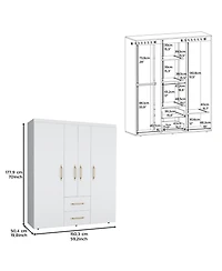 Valier Wardrobe, Deluxe Armoire with Multiple Storage Options and Metal Accents, Black