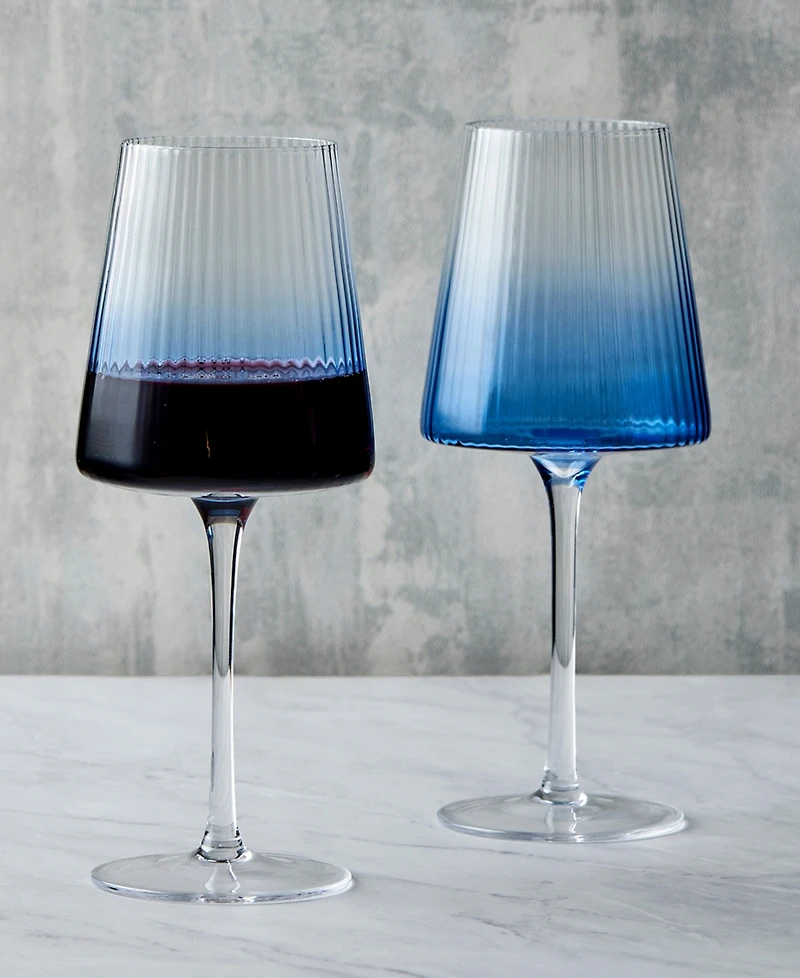 Anton Studio Designs Empire Blue Wine Glasses, Set of 2