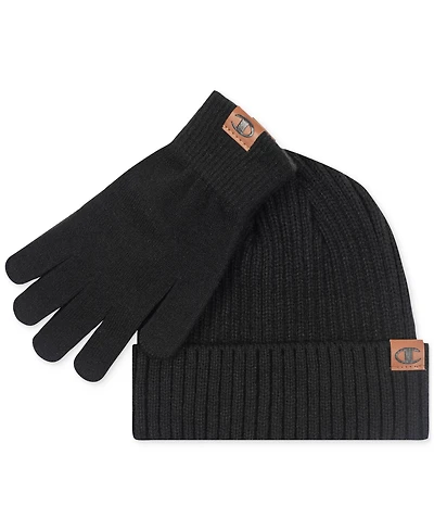 Champion Men's Shift 2-Pc. Ribbed-knit Beanie & Gloves Set