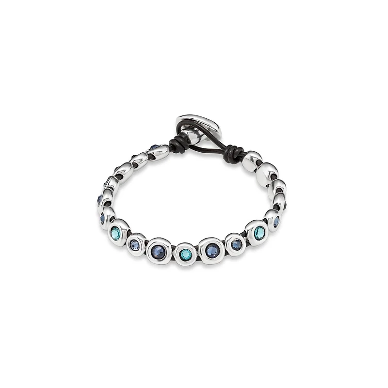 UNOde50 Sterling Silver Murano Crystal Leather Bracelet