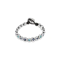 UNOde50 Sterling Silver Murano Crystal Leather Bracelet