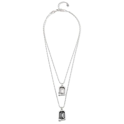 UNOde50 Sterling Silver Charms Necklace with Faceted Crystal