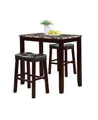 Streamdale Espresso Marble Breakfast Set with Stools