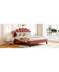 Streamdale Velvet Flower Platform Bed, Queen