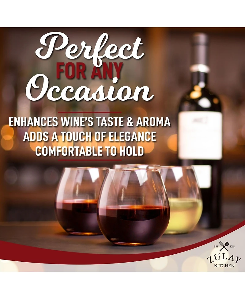 Zulay Kitchen 4 Piece Stemless Wine Glasses Set
