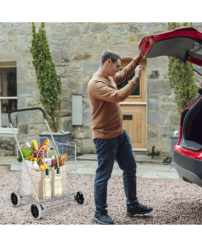 Sugift Portable Folding Shopping Cart Utility for Grocery Laundry