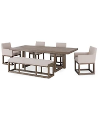 Portmore 6 Pc Rectangular Set (Table, 2 Side Chairs, 2 Arm Chairs & Bench), Created for Macy's