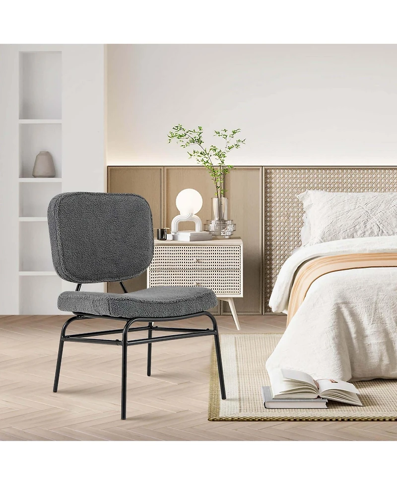 1 Pcs Upholstered Accent Chair with Sponge Padding Adjustable Foot Pads & Metal Frame