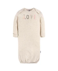 Gerber Baby Girls Gowns with Mitten Cuffs, 4-Pack