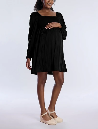 Motherhood Maternity Smocked Babydoll Long Sleeve Mini Dress