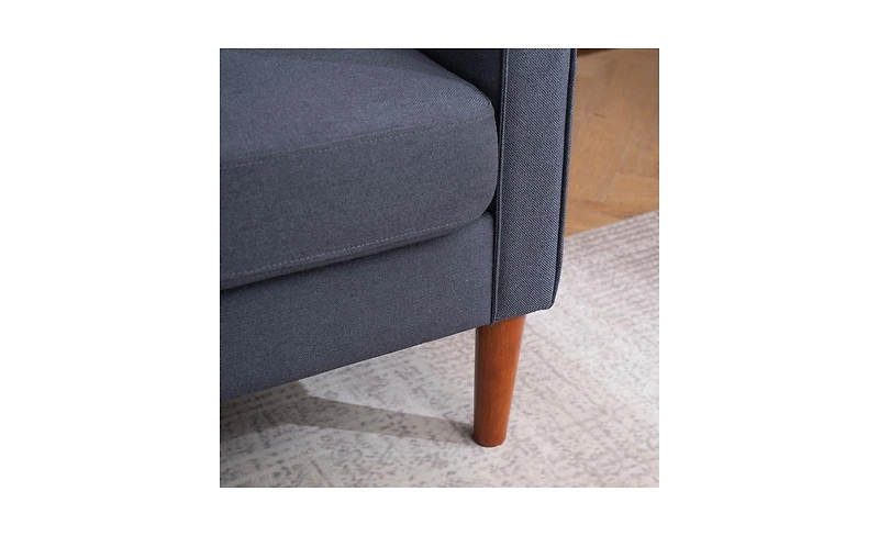 Slickblue Dark Grey Modular Sofa, Linen Upholstery with Solid Wood Frame and Legs, 3-Seater