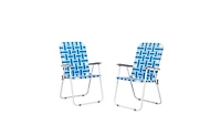 Slickblue Set of 2 Folding Beach Chairs – Steel Tube Frame, 120kg Weight Capacity