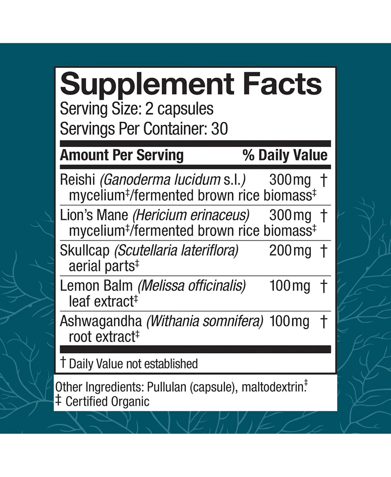 Host Defense MycoBotanicals Stress Decompress Capsules - Mushroom Supplement with Lemon Balm & Ashwagandha Root