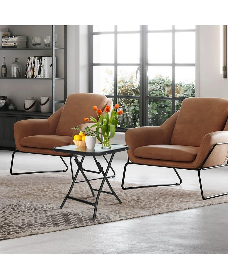 Sugift 18 Inch Square Patio Bistro Table with Rustproof Frame
